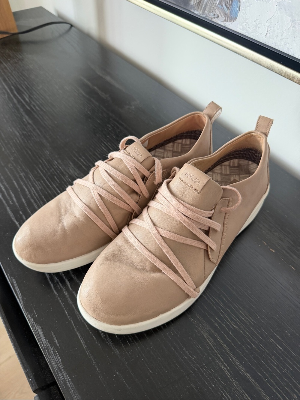 OluKai Mauve Leather Slip-On with Laces